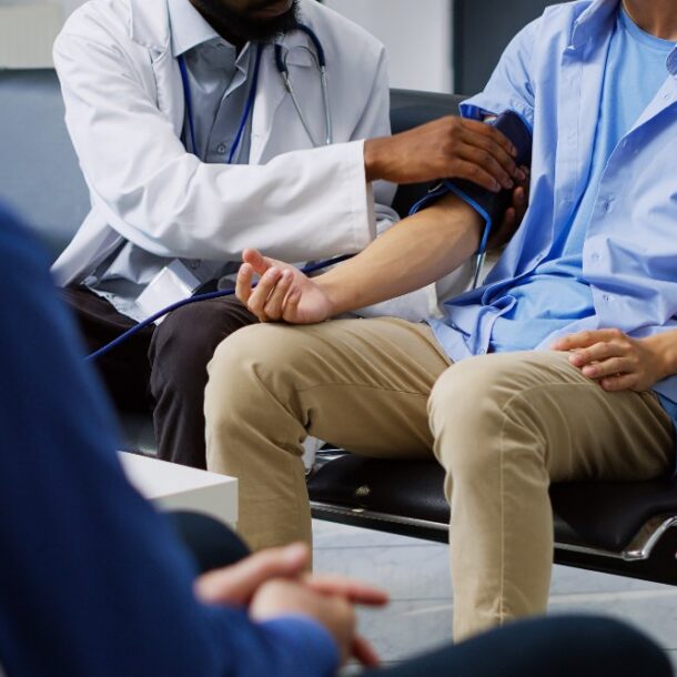 man getting vitals taken