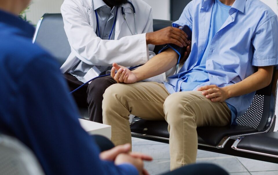 man getting vitals taken