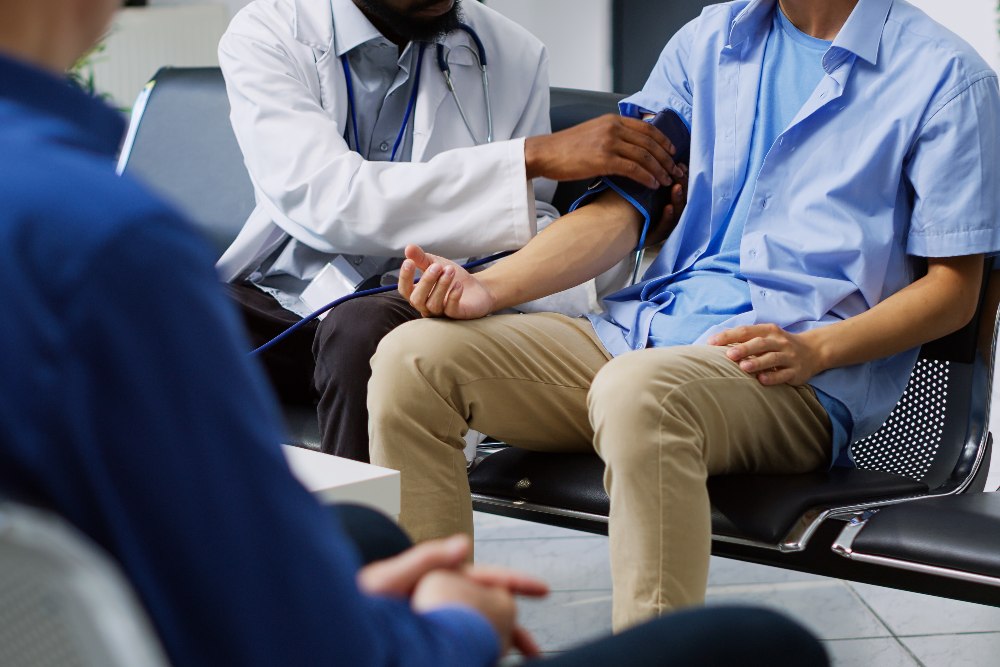 man getting vitals taken