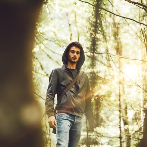 man in woods